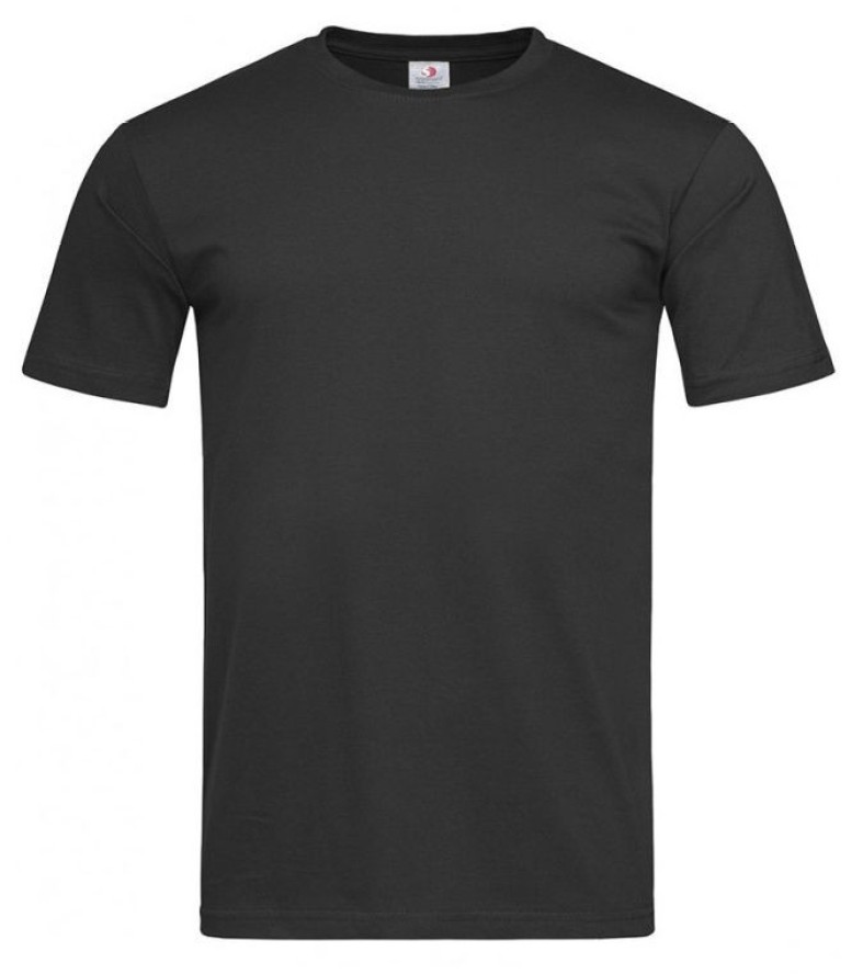 Czarny T-Shirt Męski Bez Nadruku -STEDMAN- Koszulka, Krótki Rękaw, Basic, U-neck, 100% Bawełna