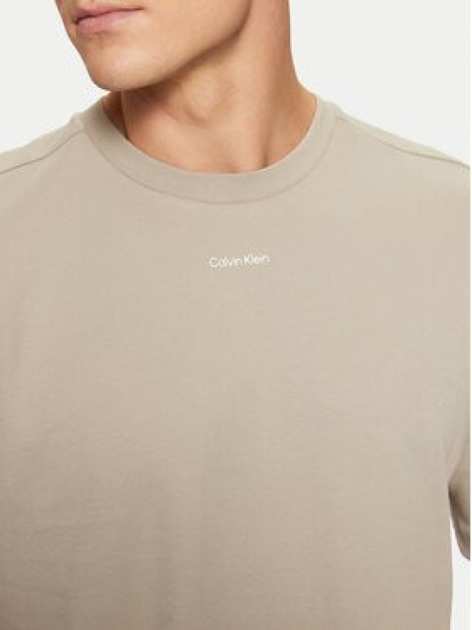 Calvin Klein T-Shirt Nano Logo Interlock T-Shirt K10K112487 Beżowy Regular Fit