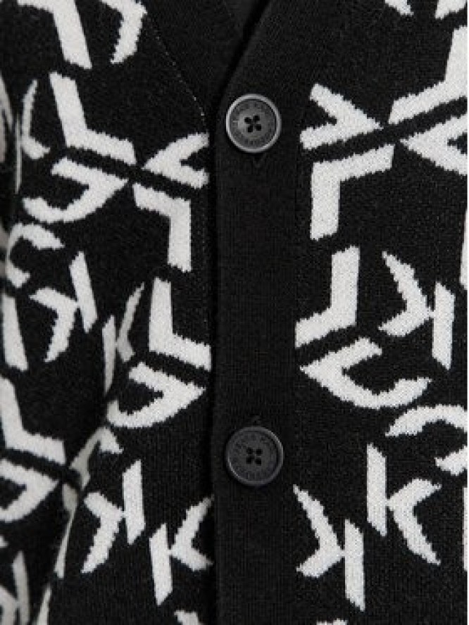 KARL LAGERFELD Kardigan Klj Monogram Jacquard Cardigan 236D2050 Czarny Regular Fit