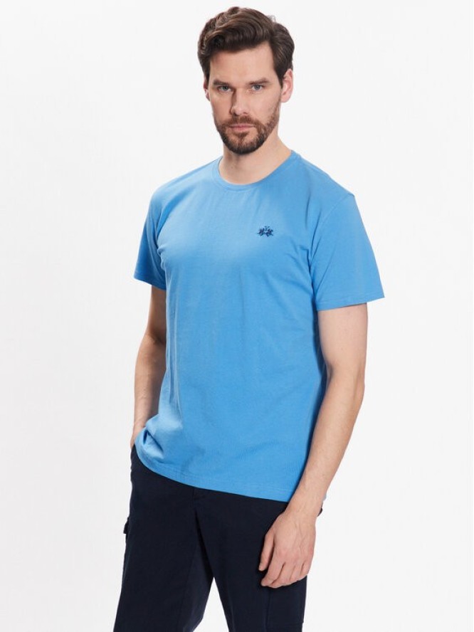 La Martina T-Shirt VMR004 JS206 Niebieski Regular Fit