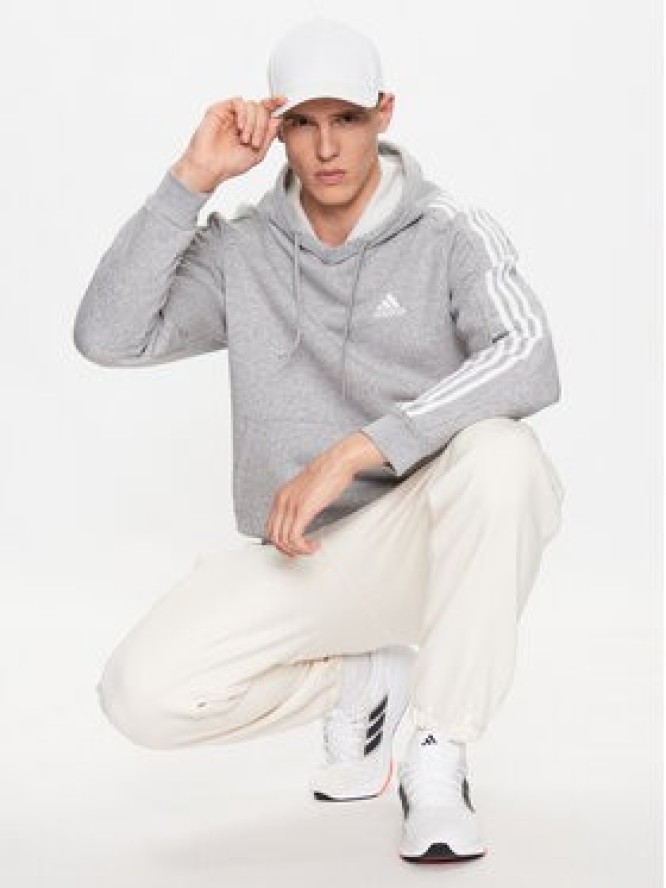 adidas Bluza Essentials Fleece 3-Stripes IJ6474 Szary Regular Fit