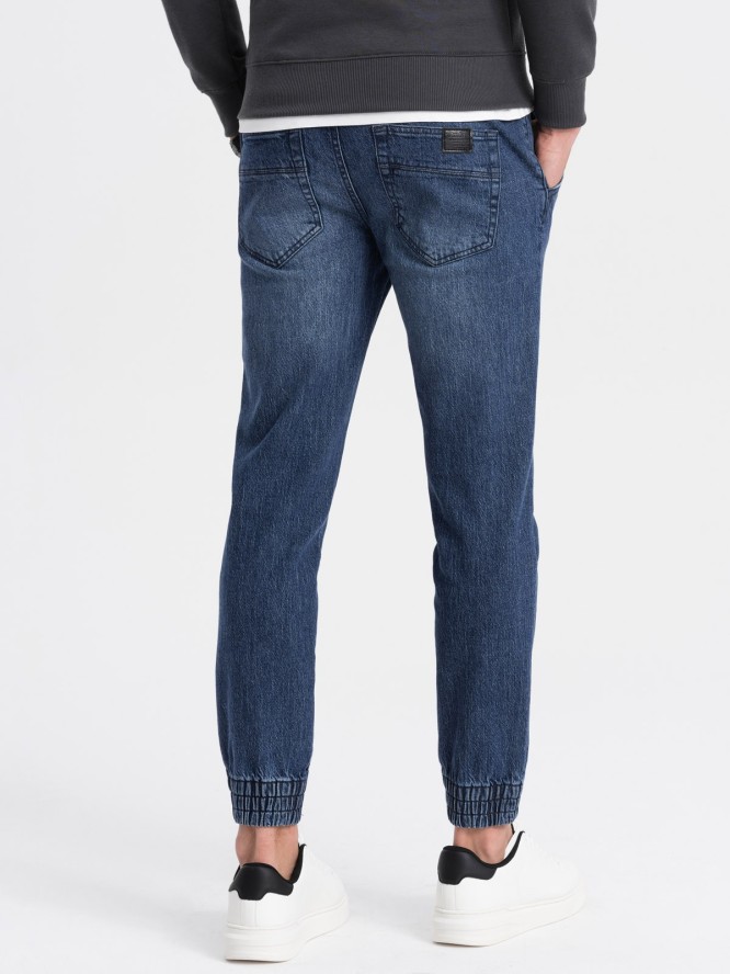 Spodnie męskie JOGGERY jeansowe z przetarciami - niebieskie V3 OM-PADJ-0150 - XXL