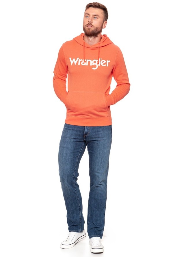 WRANGLER BLUZA LOGO HOODIE GLOW ORANGE W6527HY48