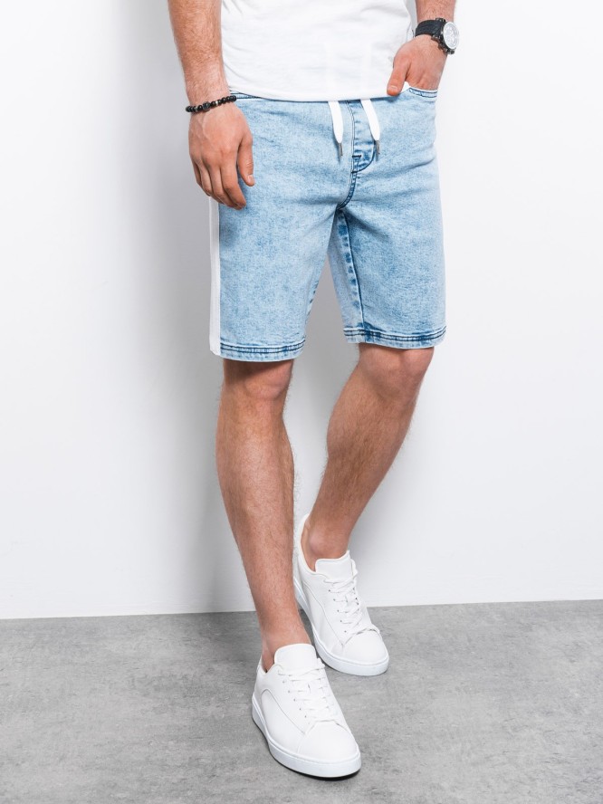 Krótkie spodenki męskie jeansowe - jasny jeans V1 W363 - XL
