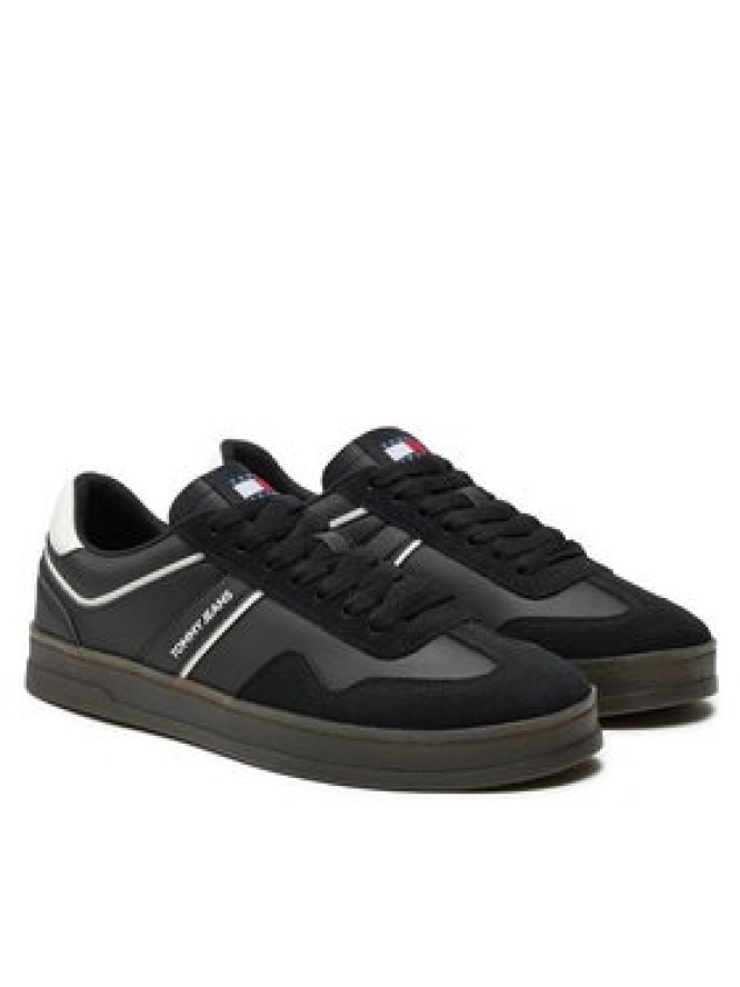 Tommy Jeans Sneakersy Leather Retro Cupsole EM0EM01414 Czarny