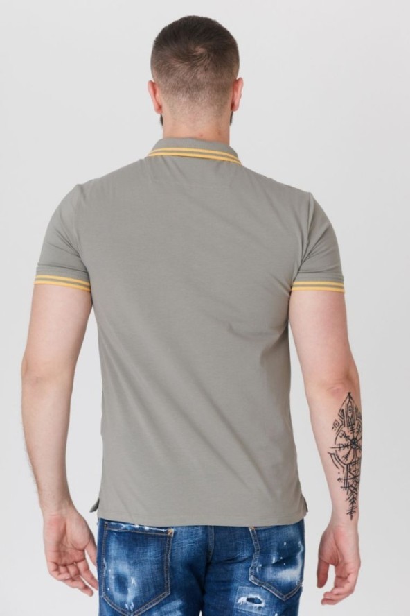 GUESS Khaki koszulka polo z wyszywanym logo