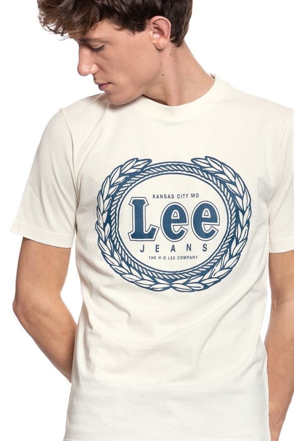 LEE T SHIRT EMBLEM TEE ECRU L61XFELO