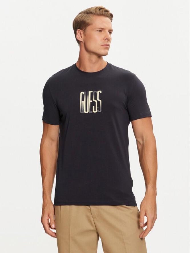 Guess T-Shirt M4BI33 J1314 Granatowy Slim Fit