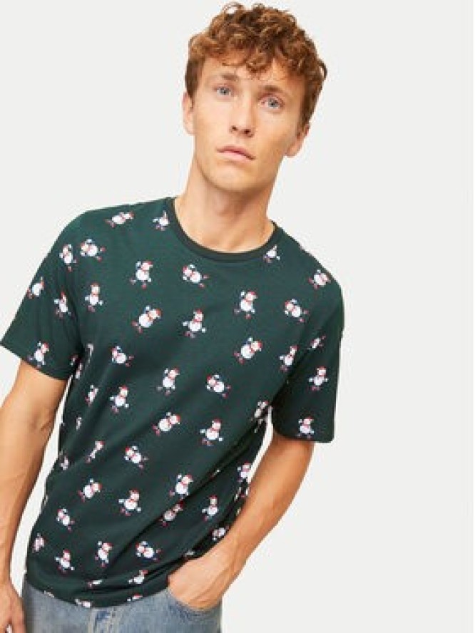 Jack&Jones T-Shirt Xmas Merry 12265399 Zielony Standard Fit