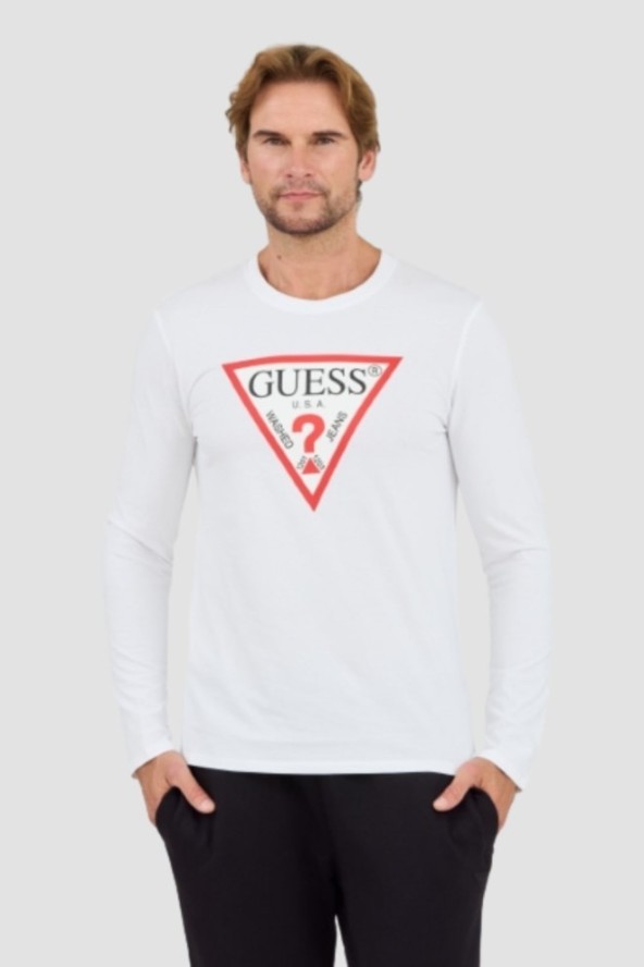 GUESS Biały longslevee Original Logo Tee