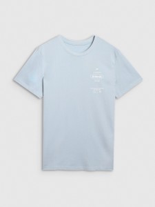 4F T-shirt regular z nadrukiem męski - niebieski L