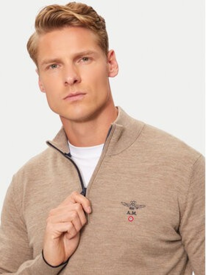 Aeronautica Militare Sweter 242MA1389L415 Beżowy Regular Fit