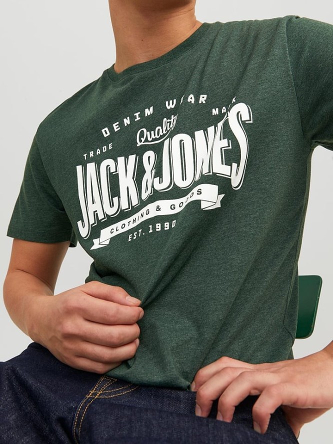 Jack & Jones Koszulka w kolorze ciemnozielonym rozmiar: S
