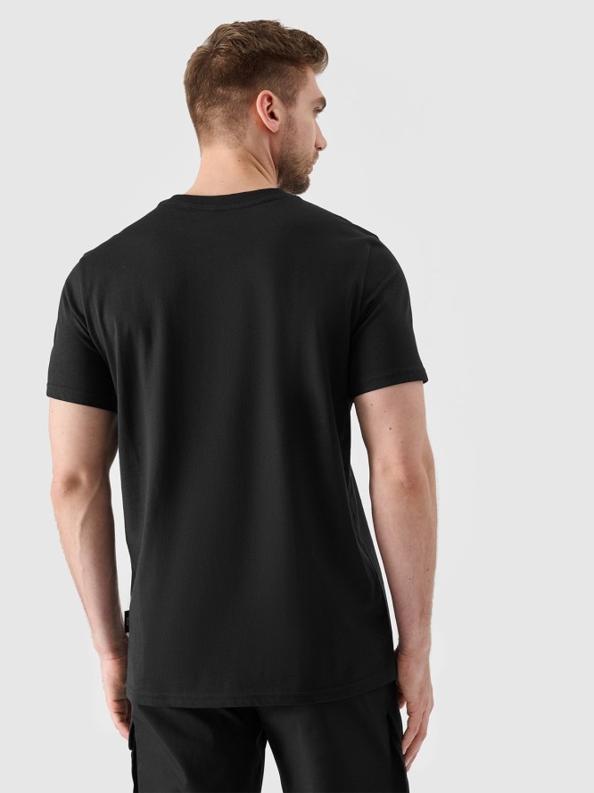 T-shirt regular z nadrukiem męski - czarny