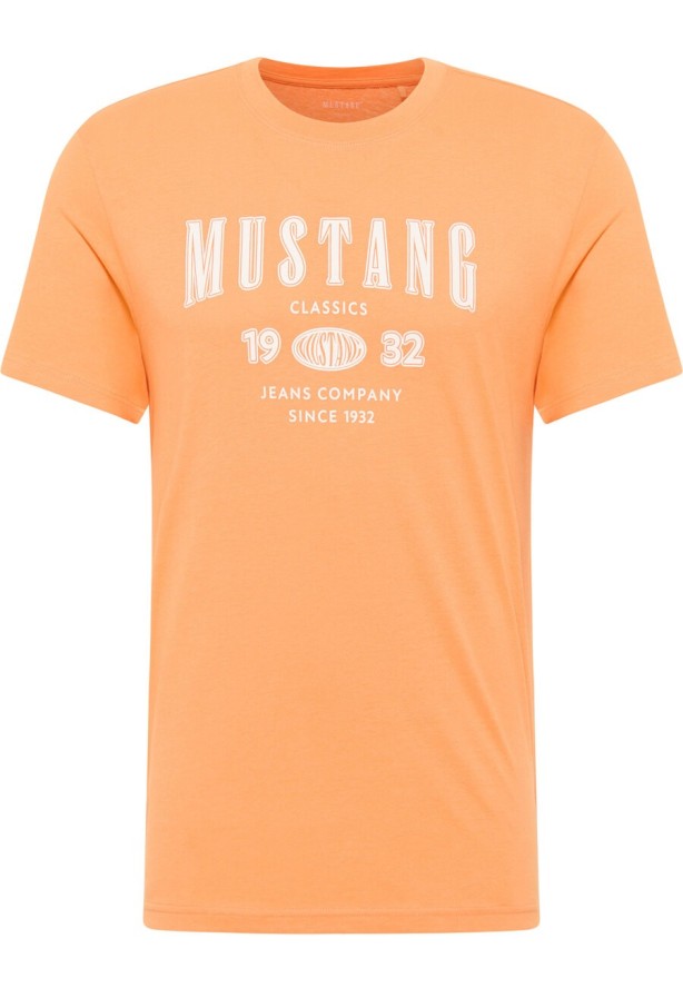 MUSTANG AUSTIN MĘSKI T-SHIRT KOSZULKA NADRUK TANGERINE 1014938 7036