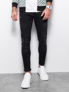 Spodnie męskie jeansowe SKINNY FIT - czarne P1060 - XXL