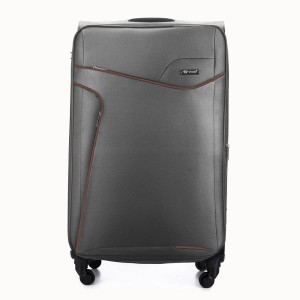 Duża walizka miękka XL Solier STL1651 ciemnoszara-brązowa