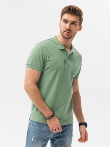 Koszulka męska polo z dzianiny pique - zielony V25 S1374 - XXL