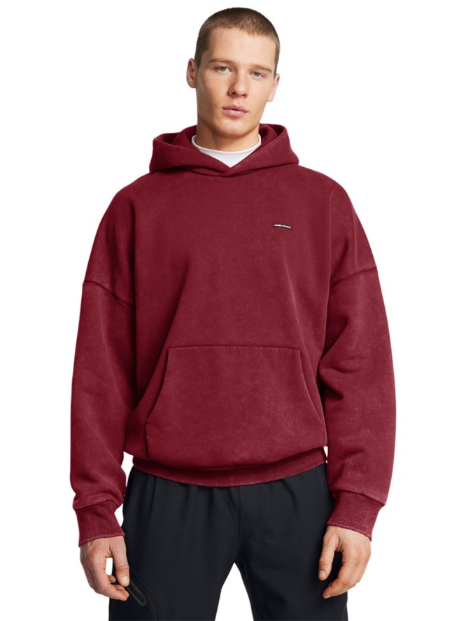 Bluza dresowa męska Under Armour UA Icon Hwt Flc Wash Os Hood - czerwona