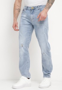 Niebieskie Jeansy Skinny z Przetarciami i Wsuwanymi Kieszeniami Faroria