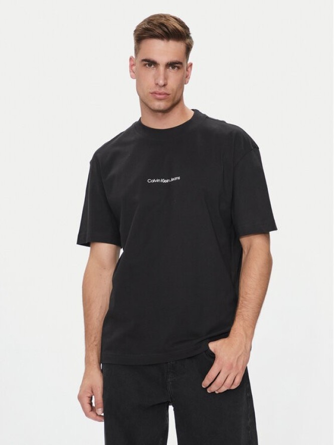 Calvin Klein Jeans T-Shirt Grid Monogram J30J325688 Czarny Regular Fit
