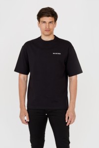 BALENCIAGA Czarny t-shirt z logo na plecach