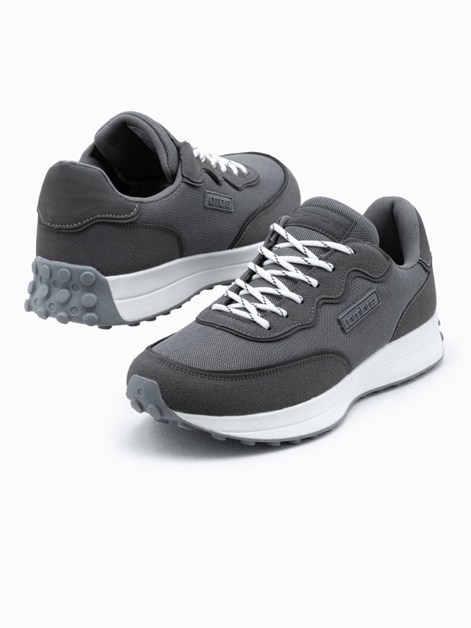 Buty męskie sneakersy z łączonych materiałów - ciemnoszare V1 OM-FOSL-0110 - 44