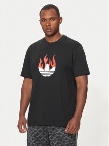 adidas T-Shirt Flames Logo IS0178 Czarny Loose Fit