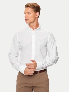 Gant Koszula Poplin 3000102 Biały Slim Fit