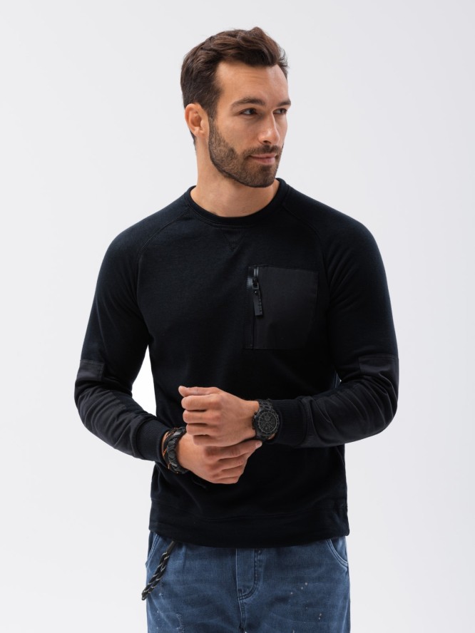 Bluza męska z reglanowym rękawem - czarna V6 OM-SSNZ-0122 - XXL