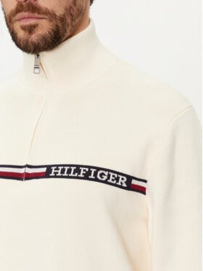 Tommy Hilfiger Sweter Global Stripe MW0MW33508 Beżowy Regular Fit