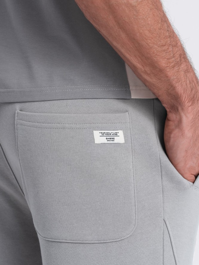 Męskie spodnie dresowe typu jogger - szare V8 OM-PABS-0173 - XXL