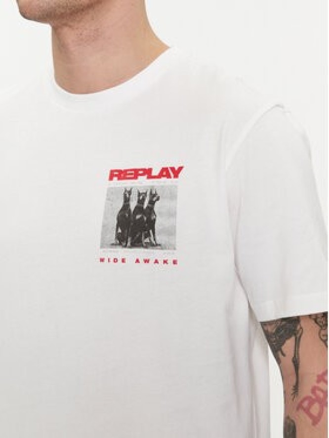 Replay T-Shirt M6766.000.22662 Biały Regular Fit