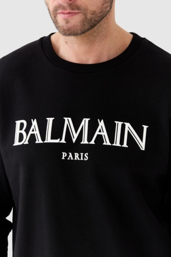 BALMAIN Czarna bluza męska z dużym logo