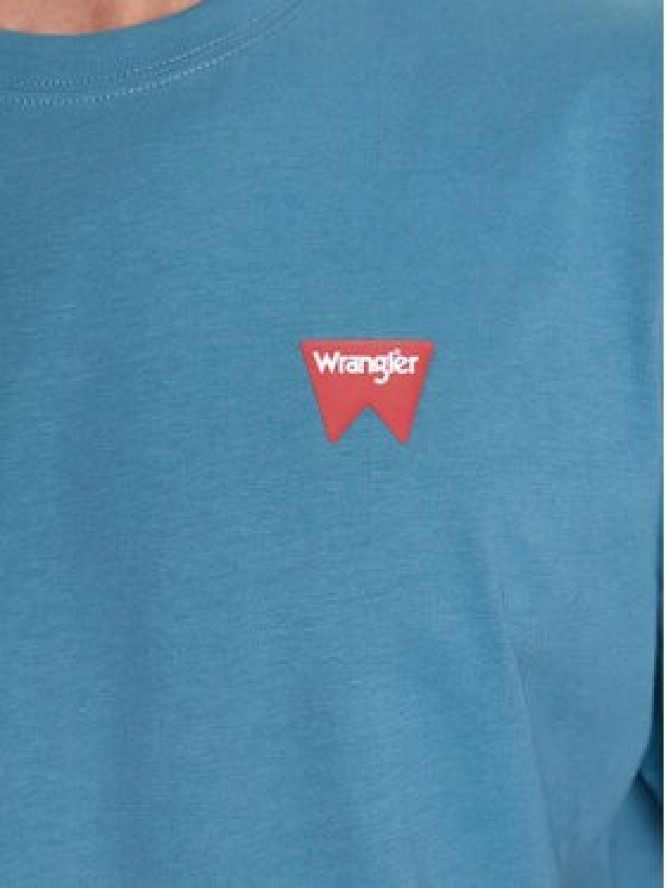 Wrangler T-Shirt Sign Off 112341129 Niebieski Regular Fit