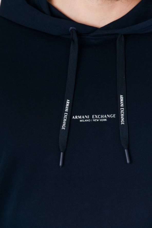 ARMANI EXCHANGE Granatowa bluza męska z kapturem i logo