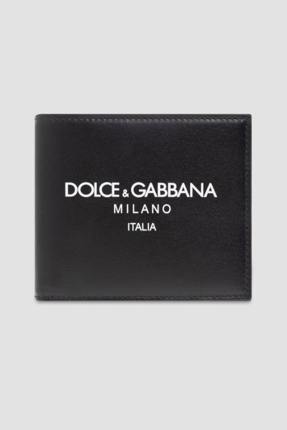 DOLCE & GABBANA Czarny męski portfel skórzany