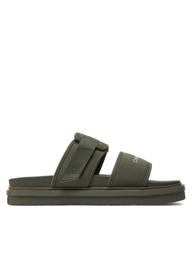 Calvin Klein Jeans Klapki Double Bar Sandal Wb In Br YM0YM00946 Zielony