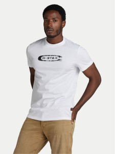 G-Star Raw T-Shirt Distressed D24365-336 Biały Regular Fit