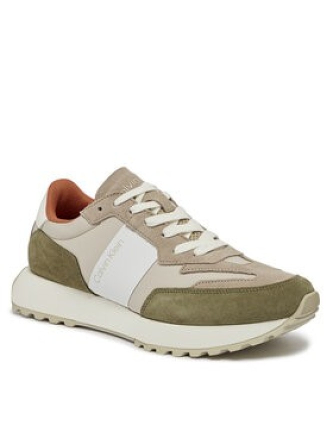 Calvin Klein Sneakersy Low Top Lace Up Mix HM0HM00497 Khaki