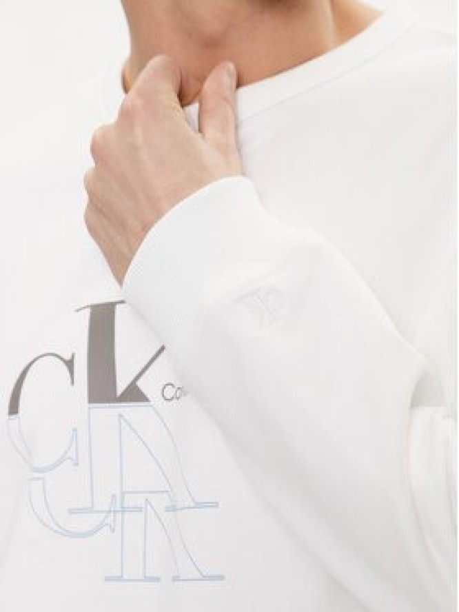 Calvin Klein Jeans Bluza Monogram Echo J30J325516 Biały Regular Fit