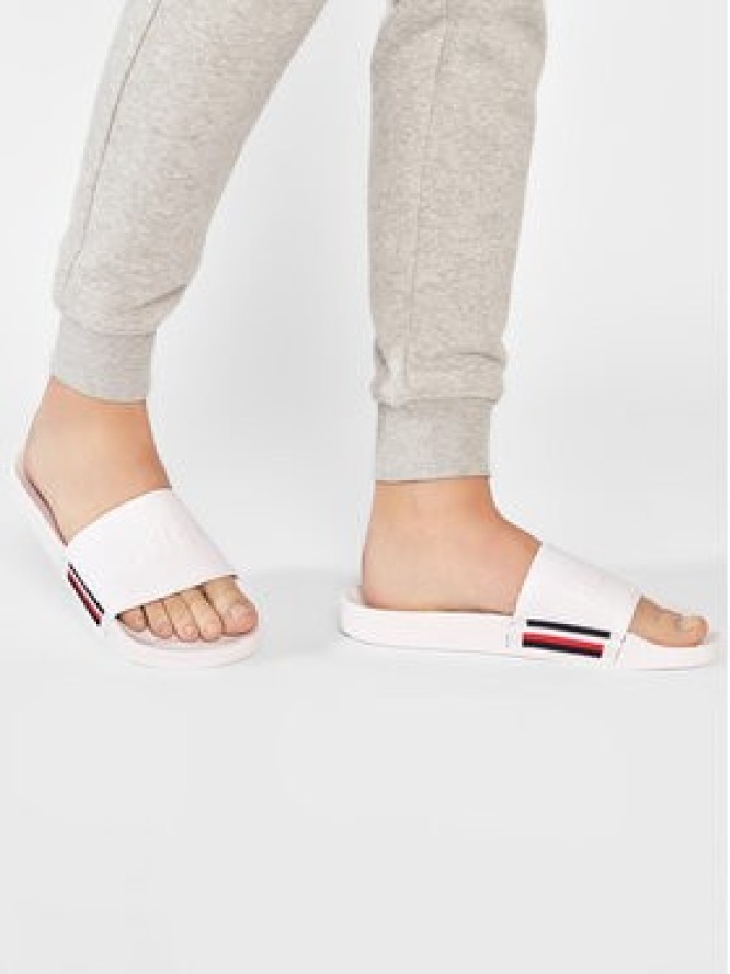 Tommy Hilfiger Klapki Corporate Knitted Beach Sandal FM0FM04062 Biały