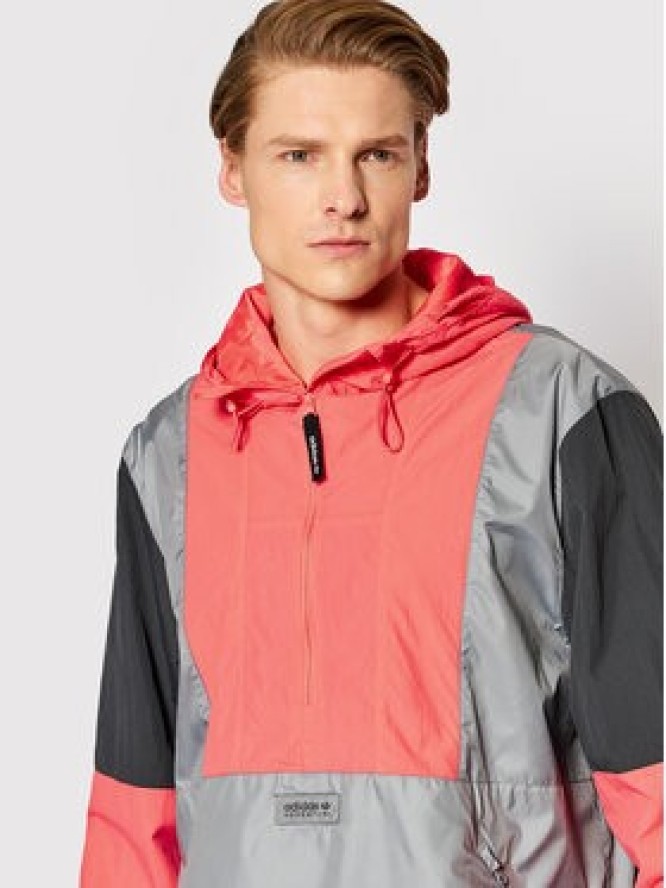 adidas Kurtka anorak Adventure Blocked HF4778 Szary Relaxed Fit