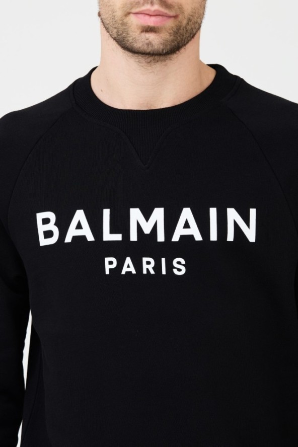 BALMAIN Czarna bluza Printed Sweatshirt