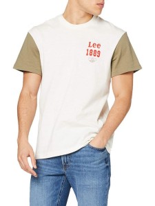 LEE COLOURBLOCK TEE RELAXED FIT MĘSKI T-SHIRT KOSZULKA LOGO UTILITY GREEN L60ERENG 112113345