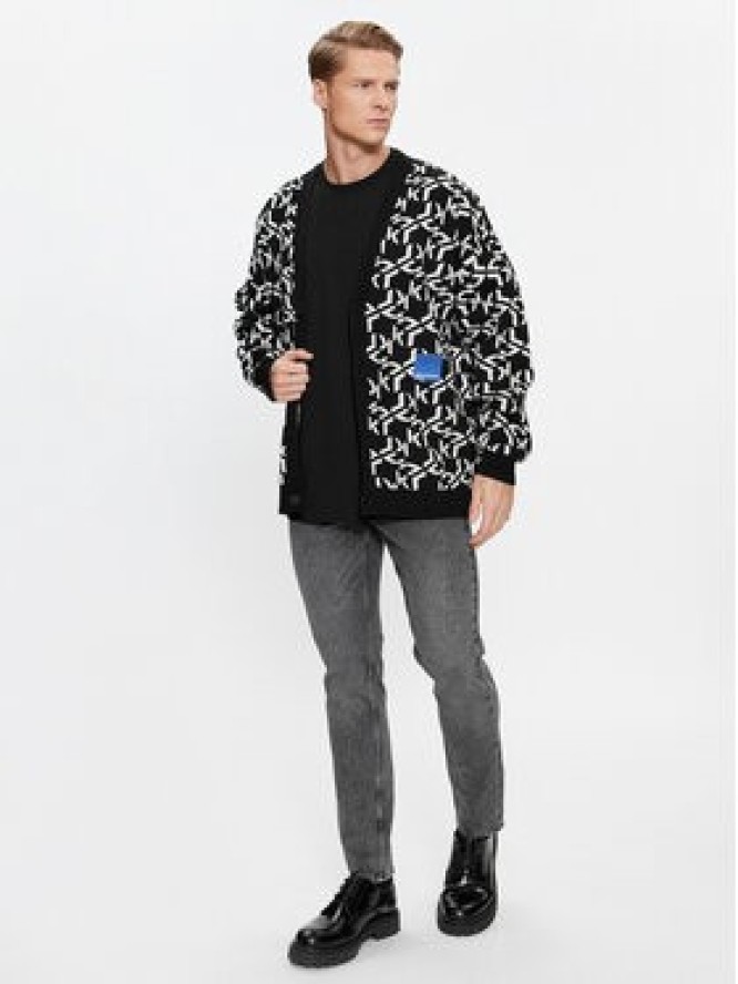 KARL LAGERFELD Kardigan Klj Monogram Jacquard Cardigan 236D2050 Czarny Regular Fit