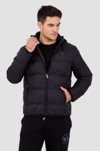 LA MARTINA MAN Czarna pikowana męska kurtka Outerwear Basic Nylon