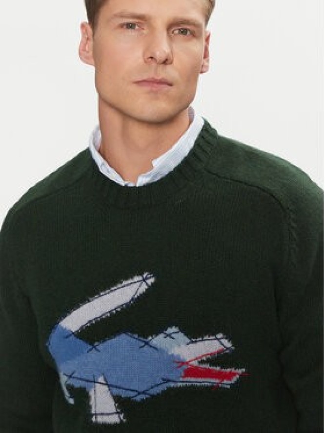 Lacoste Sweter AH3145 Zielony Classic Fit