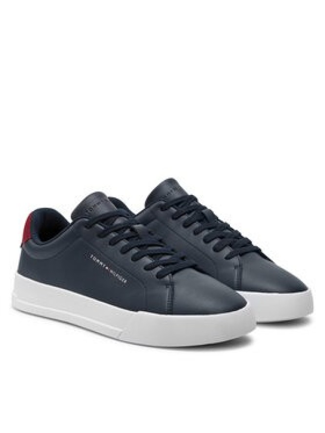 Tommy Hilfiger Sneakersy Th Court Leather Grain Ess FM0FM05297 Granatowy