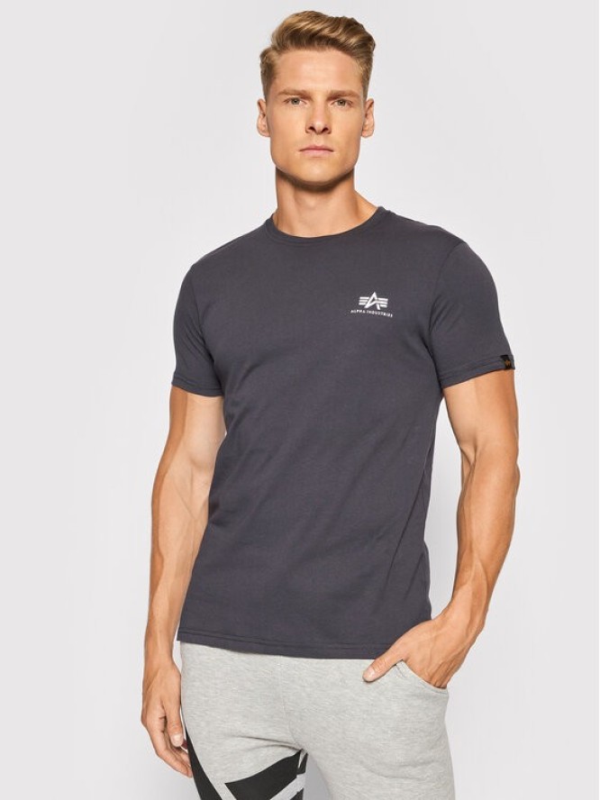 Alpha Industries T-Shirt Basic T Small Logo 188505 Szary Regular Fit